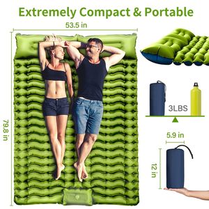 Double coussin de couchage extérieur étanche à l'humidité pour <span class=keywords><strong>lit</strong></span> extérieur gonflable à pompe à pied de camping avec surface antidérapante portable - Product Image 2