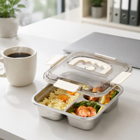 Boîte à lunch de luxe en acier inoxydable de qualité alimentaire avec poignée, 2/3 compartiments, étanche, portable pour pique-nique