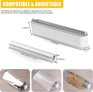 Modern Design Dual-Purpose Disposable Plastic Wrap Cutter Wall-Mounted for <b>Kitchen</b> Use Food Grade <b>Storage</b> <b>Boxes</b> Bins - Product Image 3