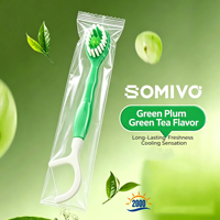 Mini brosse à dents de voyage portable aux perles éclatantes saveur thé vert et pêche pour une haleine fraîche en déplacement