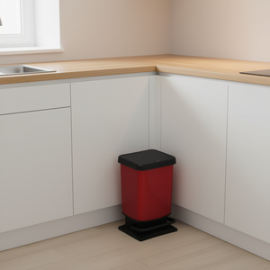 Rotho Paso <b>Step</b> Trash Can 10 Liter Red With Black Lid And Pedal <b>For</b> <b>Kitchen</b> Or Bathroom Use - Product Image 3