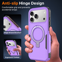 Étui de protection haut de gamme violet pour iPhone 17 18 Pro Max, antichoc, magnétique, avec support de téléphone intégré