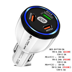 Encendedor de cigarrillos QC3.<span class=keywords><strong>0</strong></span>, adaptador de teléfono móvil para coche, cargador PD 4 en <span class=keywords><strong>1</strong></span> USB, carga rápida para iPhone, 25W, 30W, 50W, 59W, 75W - Product Image 2