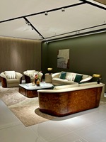 Ensemble de canapés combinés modernes de luxe italiens en cuir véritable, rectangulaires, avec coussins souples et rembourrés en éponge, pour la maison