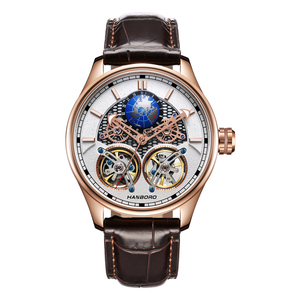 HANBORO Star serie orologio di moda uomo di lusso completamente automatico meccanico vuoto impermeabile notte quadrante 22mm banda di vetro - Product Image 6
