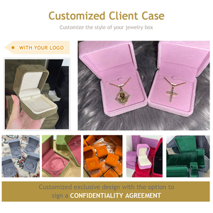 Cajas de Embalaje para Joyería de Alta Gama FORTE, Personalizadas, de Microfibra Cuadrada con Relieve, Estilo Popular, con Cartón - Product Image 2