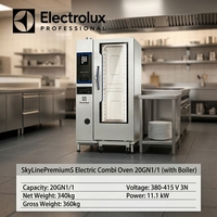 Four combiné électrique professionnel 20 GN 2/1 avec écran tactile, cuiseur vapeur intégré et chaudière 11,1 kW pour cuisine centralisée, hôtellerie et restauration