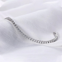Bracelet tennis haute brillance plaqué, élégant, avec diamants de laboratoire, bijoux de mode pour femme, bracelet jonc étincelant plaqué élégant