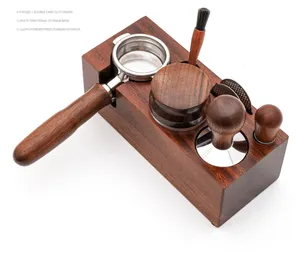 Wholesale High Quality 58mm Beech Coffee Tamper Wooden Coffee Distributor And Tamper Holder