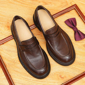 Genuine <b>Leather</b> Business Formal <b>Shoes</b> Breathable Round Toe Brogue Oxford <b>Shoes</b> For Work Commute - Product Image 6