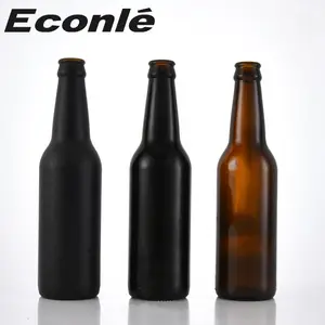 Commercio all'ingrosso 330 ml 12oz nero ambra bottiglia di birra per il confezionamento di bottiglia di vetro con corona tappi bottiglia di birra 330 ml botellas de cerveza