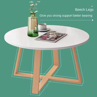 Table basse élégante à assemblage sans joint avec joint caché, table ronde en bois pour la décoration du salon