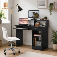 Table de bureau pour ordinateur à extension complète avec tiroir et système de sécurité, étagère Hutch, en bois manufacturé mélaminé CARB P2, capacité 110,2 lb, pour la maison et le bureau