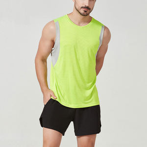 Débardeur de sport pour homme de qualité supérieure, respirant, à séchage rapide, en polyester uni, sans manches, veste athlétique pour la course à pied et l'entraînement - Product Image 5