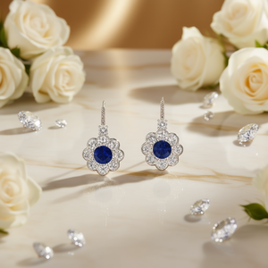 Orecchini in Oro Bianco con Diamanti Taglio Brillante Rotondo Colore D Naturali Certificati GIA Gioielli Classici da Sposa per Donna - Product Image 2