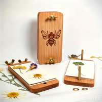 Nouveau kit de presse à fleurs miniature en bois - Boîte cadeau portable DIY avec logo personnalisé pour les amateurs de plantes, design lavande de petite taille