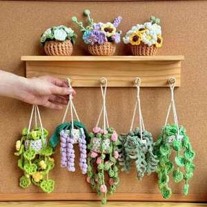 Fleurs au crochet tricotées à la main pour la décoration intérieure, design moderne, respectueuses de l'environnement, accessoires suspendus pour voiture, fabriquées à la main - Product Image 4