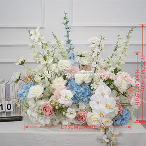 DKB ชุดดอกไม้ประดิษฐ์สั่งทำพิเศษ สำหรับตกแต่งทางเดิน ดอกกุหลาบสีชมพู ดอกไม้ประดับโต๊ะ ดอกไม้ประดิษฐ์จากผ้าไหม สำหรับตกแต่งทางเดินในงานแต่งงาน - Product Image 2