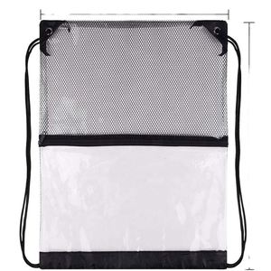 Wholesale Cheap Custom Printed Logo PVC <b>Drawstring</b> Gym <b>Backpack</b> Bag Clear Waterproof Transparent Mesh Pocket Zipper Closure Bag - Product Image 2