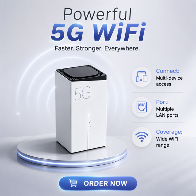 High Speed MT6877 5G CPE Router WiFi6 2Gbps 3*LAN Port 32 Users NA EU Bands Indoor Home Office Wireless Gateway