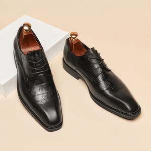 Zapatos Oxford de Vestir con Cordones, Punta en Pico, de Cuero Genuino Negro, para Todas las Temporadas, con Suela de Goma, Envío Directo - Product Image 4