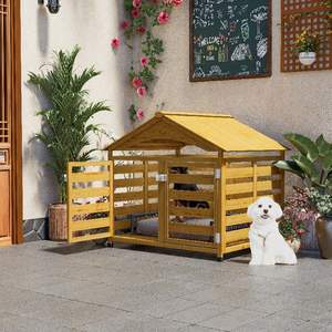 Grande niche pour chien en bois, abri extérieur toutes saisons avec design imperméable et résistant au soleil - Product Image 1