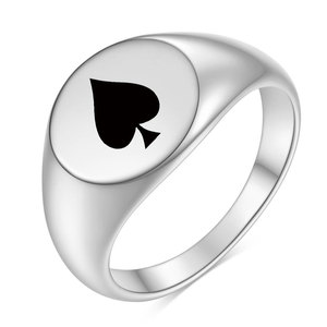 Anillo ovalado liso de 12 mm, as de picas, acero de titanio, regalo de joyería de moda unisex - Product Image 3