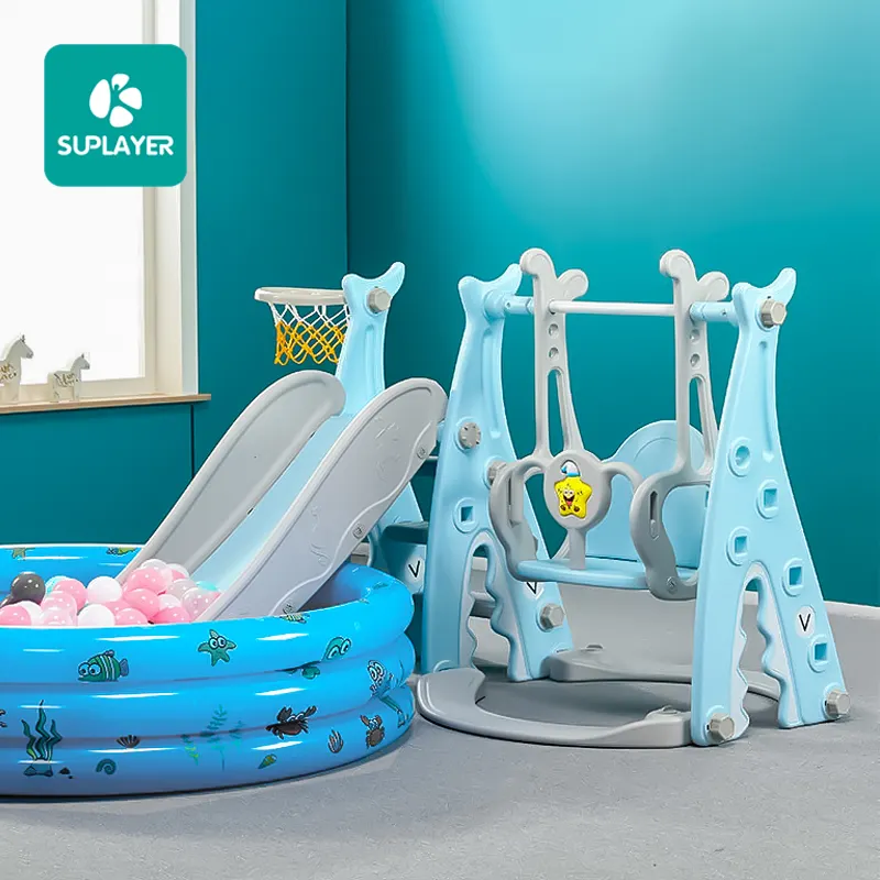 Set Mainan Geser Plastik Bayi Anak-anak, Set Mainan Dalam Ruangan Berkualitas Tinggi untuk Tempat Bermain dan Ayunan Balita