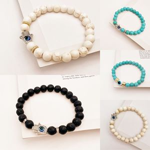 Bracelet élastique en pierres naturelles avec breloque œil porte-bonheur, cadeau unisexe, bijoux style Yiwu 1 2 3 4 - Product Image 1