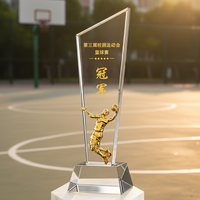 Trophée de basket-ball en métal et résine, plaque en cristal, trophée en verre, coupe de récompense pour souvenirs, autres objets artisanaux en cristal - Vente en gros