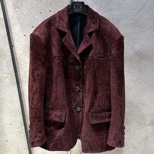 Giacca <span class=keywords><strong>Blazer</strong></span> Oversize per <span class=keywords><strong>Donna</strong></span>, Giacche di Lusso in Vera <span class=keywords><strong>Pelle</strong></span> di Pecora, Giacca in Vera <span class=keywords><strong>Pelle</strong></span> Scamosciata - Product Image 1