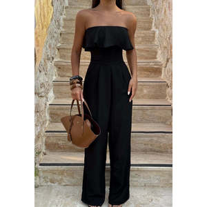 Plus Size Black Fedora <b>Jumpsuit</b> Formal Chic High Waist Corduroy Summer Autumn ODM Supply Fitness <b>Party</b> with Print Decoration - Product Image 4