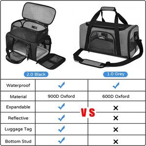 JW Pet có thể gập lại mở rộng vật nuôi Túi du lịch hãng hàng không được phê duyệt Dog & Cat Carrier với nút đóng cửa vật liệu thủy tinh xe đẩy loại - Product Image 3