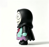Figurine statique gothique en vinyle OEM, motif fantôme vaudou, patchwork multicolore, yeux brodés au point de croix, noir, vente en gros usine Chine