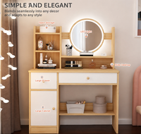 Coiffeuse professionnelle moderne avec miroir éclairé, meuble de rangement en bois, grande commode de rangement pour chambre à coucher, ensemble de coiffeuse haut de gamme
