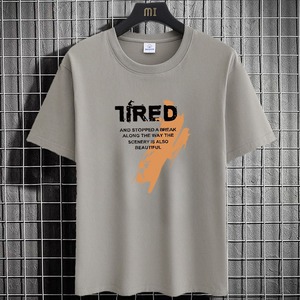 Camiseta de verano INS estampada a la moda para hombre, camiseta juvenil de talla grande que combina con todo, patrón sólido de media manga, ajuste holgado, pantalla de seda informal - Product Image 5