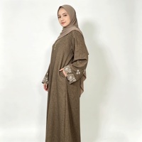 Robe Abaya Modeste Gulf pour Femme, Manches Brodées, Vêtement Musulman Islamique, Dubaï EAU Arabie Saoudite, Longueur Ras du Sol