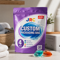 Sachet d'emballage personnalisé avec logo du fabricant pour les capsules de lessive, pochette verticale Doypack avec fermeture éclair