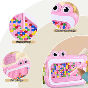 Jumon <b>Crocodile</b> Magnetic Dot Art Beads Drawing Board Montessori Educational <b>Toys</b> Preschool Green/Pink ABC Plastic Fantasy T-62 - Product Image 3