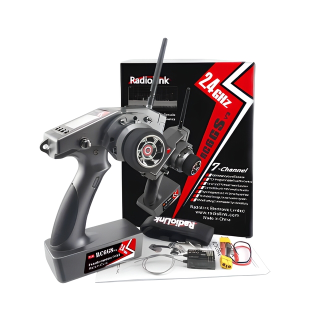 Radiolink RC6GS V3 2.4G 7 Channel Radio Transmitter with R7FG Gyro Receiver for RC Car and Boat Original