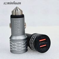 20W 12V adaptador USB Dual cargador de teléfono de coche QC3.0 USB cargador de coche carga súper rápida para carga de teléfono móvil