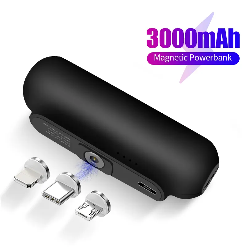 Hot selling Mini magnetic 3-in-1 power bank Replace Various magnetic suction heads Pocket Portable chargers