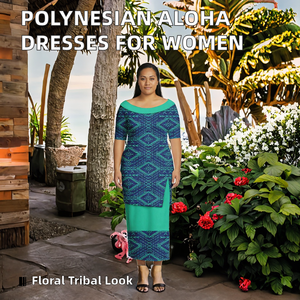 Ensemble Puletasi Haut de Gamme Personnalisé avec Logo en Soie de Lait, Motif Floral/Écossais Tribal Samoan, Robes et Jupes pour Femmes, Toutes Saisons - Product Image 2