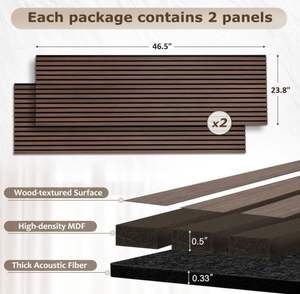 Paneles Acústicos <span class=keywords><strong>de</strong></span> Madera, Paneles <span class=keywords><strong>de</strong></span> Pared Absorbentes <span class=keywords><strong>de</strong></span> Sonido con Acabado <span class=keywords><strong>de</strong></span> Madera, Diseño 3D Acanalado para Decoración <span class=keywords><strong>de</strong></span> Paredes - Product Image 2