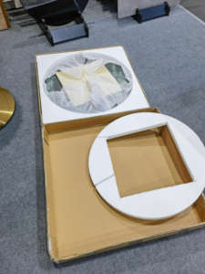 <span class=keywords><strong>Table</strong></span> en marbre pour café et salon de thé Lifepursue, veinée brune, piédestal noir - Product Image 5