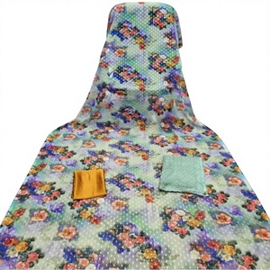 Conjunto de 3 Piezas de Ropa Kanga Ecológica de Lujo de Oriente Medio, Estampado Floral, Manga Campana, Mangas Largas, Tela de Algodón y Elastano - Product Image 1