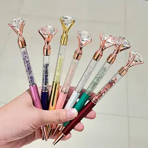 Grote Diamanten Kristallen Edelstenen Pennen Bling Verloving Bruiloft Ondertekening Pen Crystal Metal Balpennen Geschenken Meisjes Verjaardagsfeestje Gunst