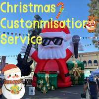 Figura Inflable Gigante de Santa Claus y Reno con Temática Navideña, Material Oxford con Lámpara LED y Soplador de Aire para Fiestas al Aire Libre