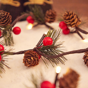 Christmas String Lights With Pinecones And Berries White Led <b>Battery</b> <b>Operated</b> For Holiday Decorations - Product Image 4