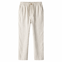 Pantalon en lin 100 % personnalisé pour homme, léger, avec cordon de serrage et taille élastique, idéal pour l'été, vente en gros